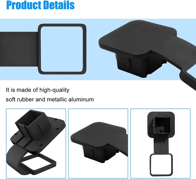 Sandfren 2 Inch Trailer Hitch Cover, Vehicle Square Mouth Protection Hook Dust-Proof Plug Cap, Automotive Receiver Tube Hitch Plug Insert Accessories, Universal Fit (Black Light Panel) - Image 4